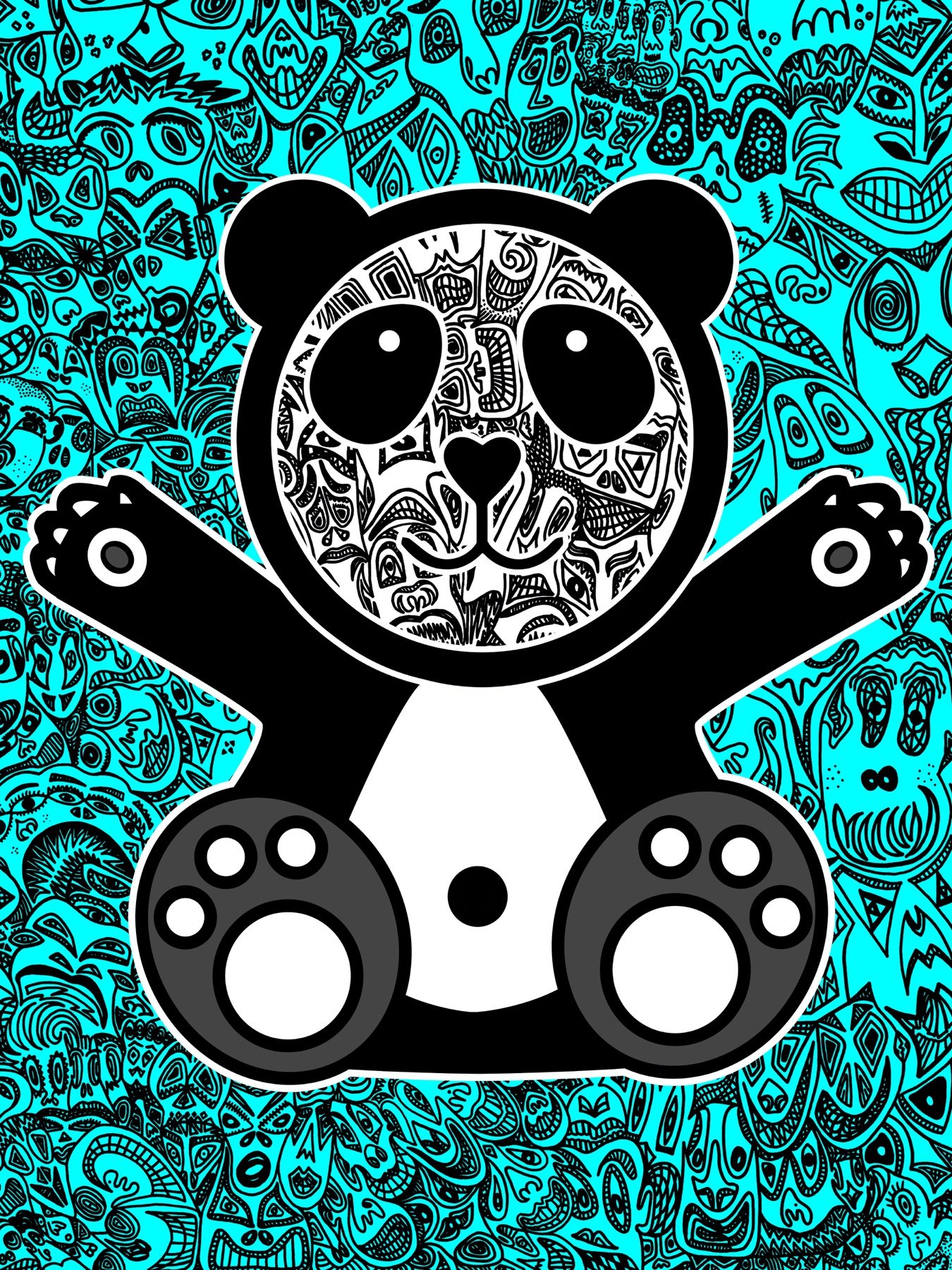 Happy Panda Turquoise — Limited Edition von Romulo Kuranyi